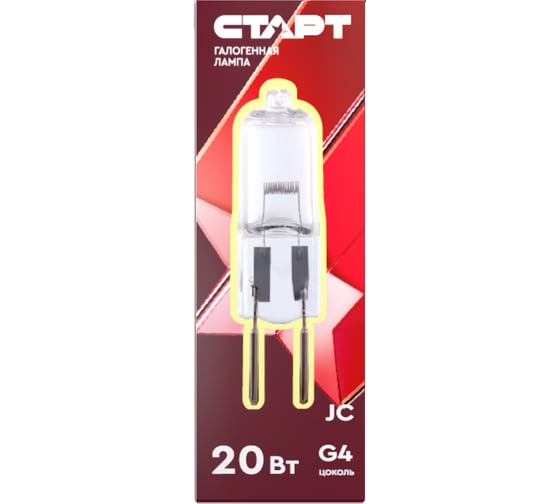 Капсульная галогенная лампа СТАРТ JC 12V 20W G4 10 штук в упаковке JC 12V 20W G4 15496911