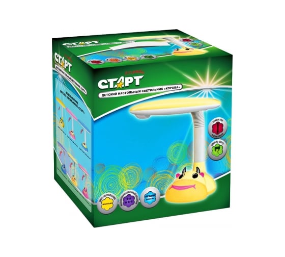 Детский настольный светильник желтый, корова СТАРТ CT30PL11W