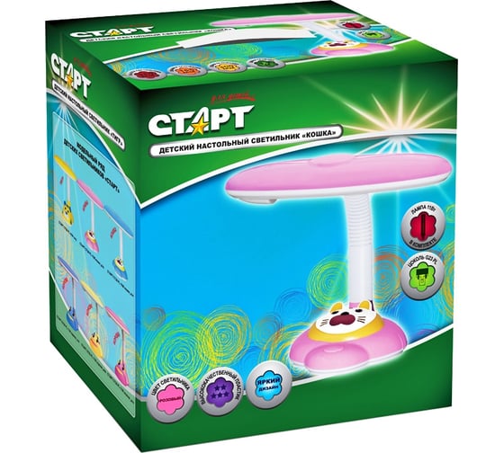 Детский настольный светильник розовый, кошка СТАРТ CT30PL11W