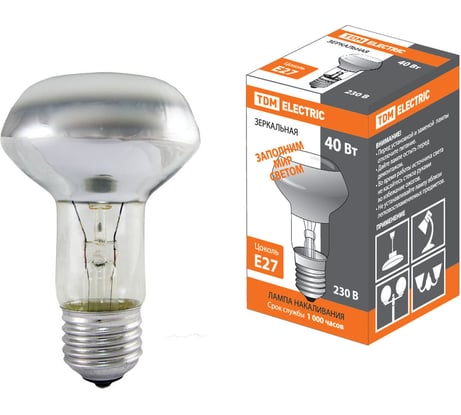 Зеркальная лампа накаливания TDM ELECTRIC R63-40 Вт-230 В-Е27 SQ0332-0029