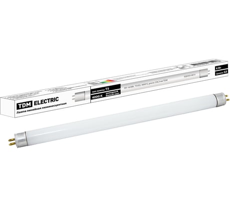 Люминесцентная линейная двухцокольная лампа TDM ELECTRIC ЛЛ-16/6 Вт T5 4000 К SQ0355-0015