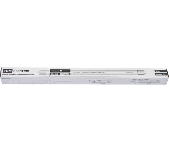 Люминесцентная линейная двухцокольная лампа TDM ELECTRIC ЛЛ-16/6 Вт T5 4000 К SQ0355-0015