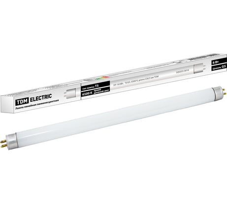 Люминесцентная линейная двухцокольная лампа TDM ELECTRIC ЛЛ-16/6 Вт T5 6500 К SQ0355-0016