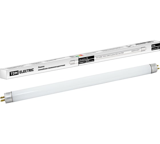 Люминесцентная линейная двухцокольная лампа TDM ELECTRIC ЛЛ-16/8 Вт T5 6500 К SQ0355-0018