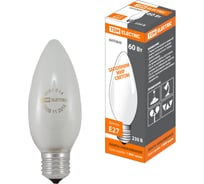 Лампа накаливания свеча матовая TDM 60 Вт-230 В-Е27 SQ0332-0020