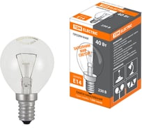 Лампа накаливания шар прозрачный TDM 40 Вт-230 В-Е14 SQ0332-0001