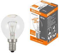 Лампа накаливания шар прозрачный TDM ELECTRIC 60 Вт-230 В-Е14 SQ0332-0003