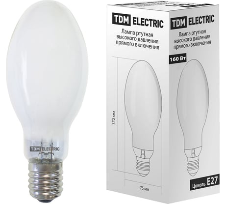 Ртутная лампа высокого давления TDM ELECTRIC ДРВ 160 Вт Е27 SQ0325-0019