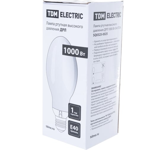 Ртутная лампа высокого давления TDM ДРЛ 1000 Вт Е40 SQ0325-0025