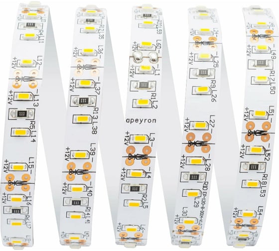 Светодиодная лента APEYRON 12В, 14,5Вт/м, smd3014, 120д/м, IP20, 1400Лм/м, теплый белый 57 1