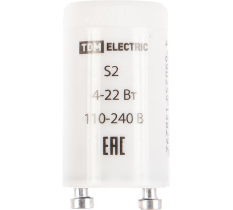 Стартер TDM ELECTRIC S2 4-22Вт 110-240В алюм. контакты, арт. AQ0351-0021
