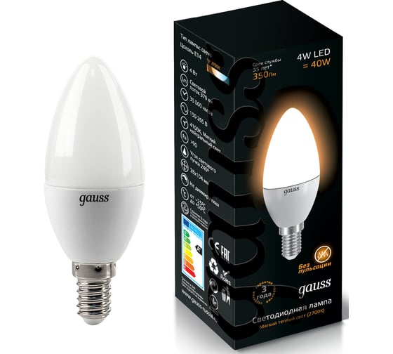 Светодиодная лампа LED 4W E14 2700K Gauss Candle EB103101104