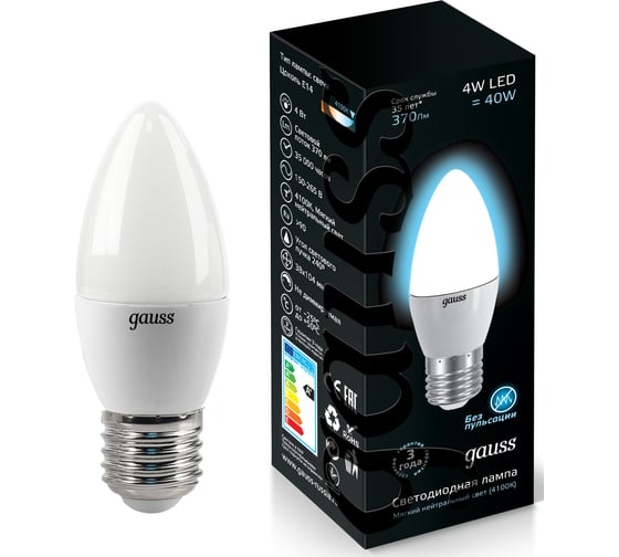 Светодиодная лампа LED 4W E27 4100K Gauss Candle EB103102204