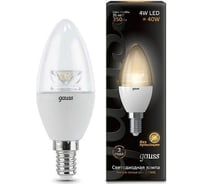 Светодиодная лампа LED E14 4W 2700К Gauss Candle Crystal Clear 103201104