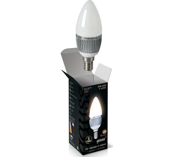 Светодиодная лампа LED 6W E14 2700K Gauss Candle EB103101106