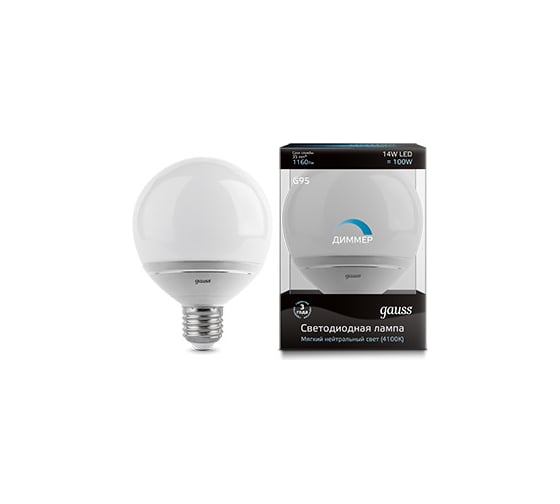 Светодиодная лампа Gauss LED G95 14W E27 4100K EB136102214-D