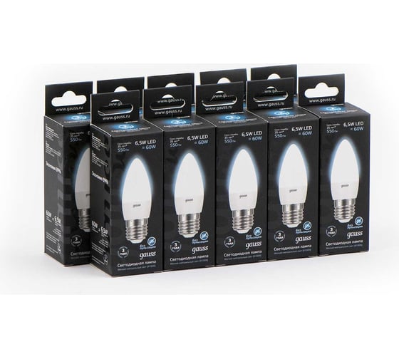 Светодиодная лампа LED E27 6.5W 4100К Gauss Candle 103102207