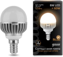 Светодиодная лампа Gauss LED Globe 6W E14 2700K EB105101106