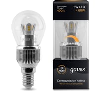 Светодиодная лампа Gauss LED Globe Crystal Clear 5W E14 2700K HA105201105-D