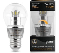 Светодиодная лампа Gauss LED Globe Crystal Clear 7W E27 2700K HA105202107-D