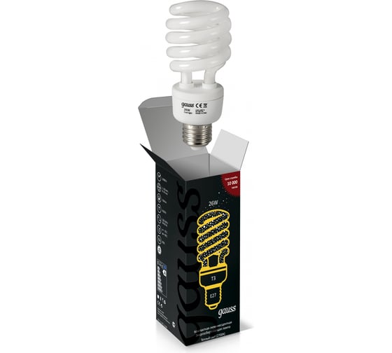 Энергосберегающая лампа Gauss Spiral 26W 2700K E27 212126