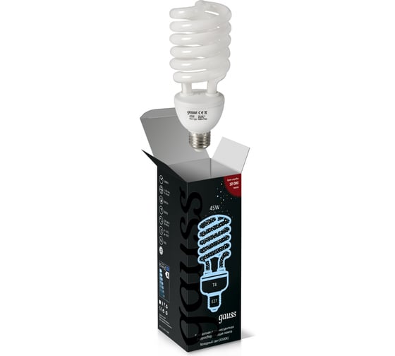 Энергосберегающая лампа Gauss Spiral 45W 6500K E27 222345