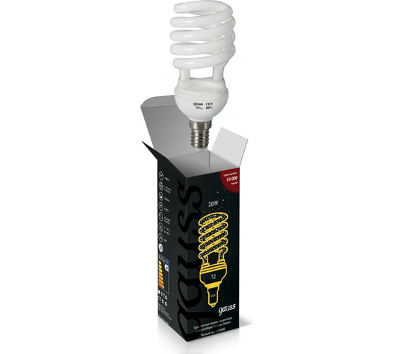 Энергосберегающая лампа Gauss Spiral T2 20W 2700K E14 171120 1