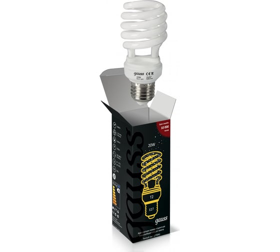 Энергосберегающая лампа Gauss Spiral T2 20W 2700K E27 172120 1