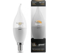 Диммируемая светодиодная лампа Gauss LED Candle Tailed Crystal Clear E14 6W 2700K 104201106-D