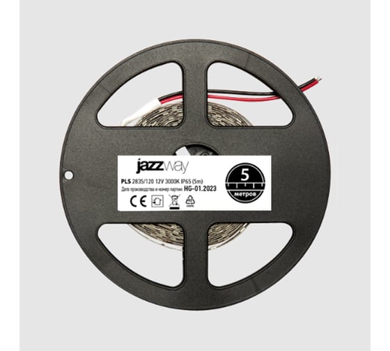 Светодиодная лента Jazzway  PLS 2835/120-12V 12Вт/м 3000К тепл. бел. IP65 (уп.5м) 2859112