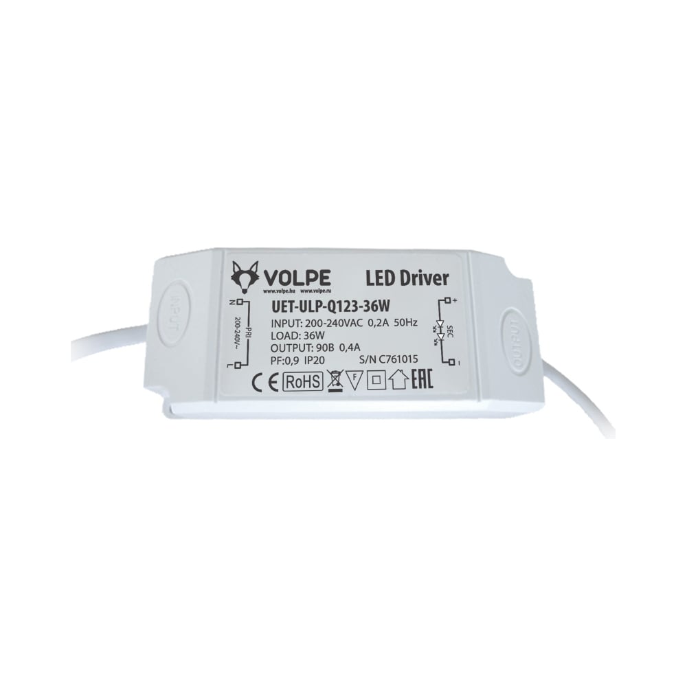 Блок питания для светодиодного светильника Volpe UET-ULP-Q123-36W ULP ...