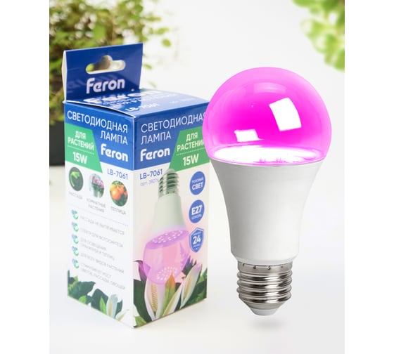 Cветодиодная лампа для растений FERON А60 LB-7060 E27, 15W, красно-синий спектр 38276