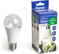 Светодиодная лампа для растений FERON A60 LB-7062 E27 12W полный спектр 38277