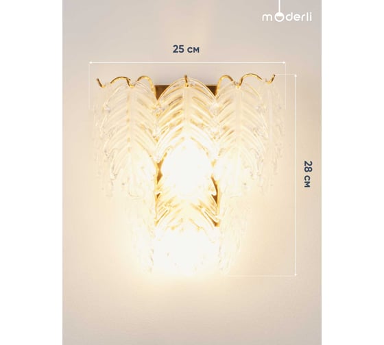 Настенный хрустальный светильник Moderli Radience 1 E14 60W золото, белый V2391-W