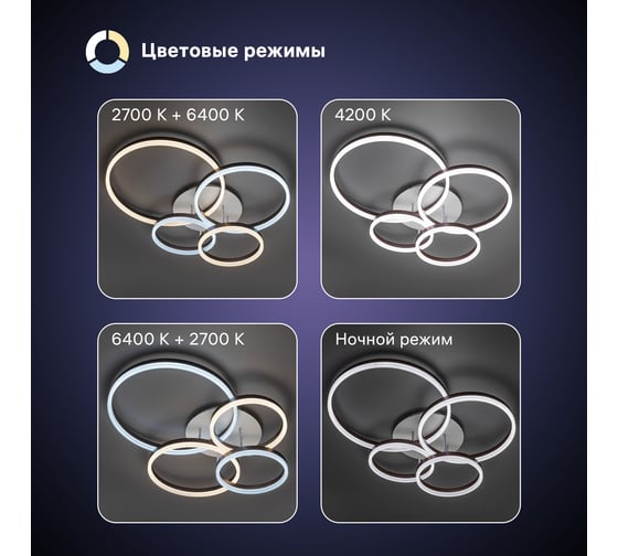 Потолочная светодиодная диммируемая люстра RITTER ECLIPSE с ДУ 3 режима 124Вт 31м2 белый/коричневый 52084 3