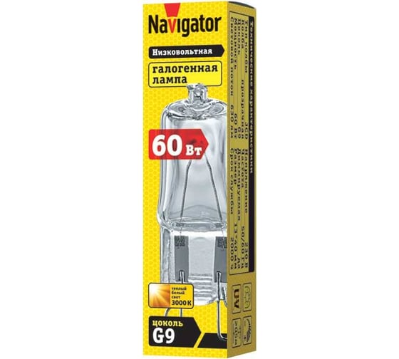 Галогенная лампа Navigator 94 216 JCD9 60Вт clear G9 230В 2000h 94216