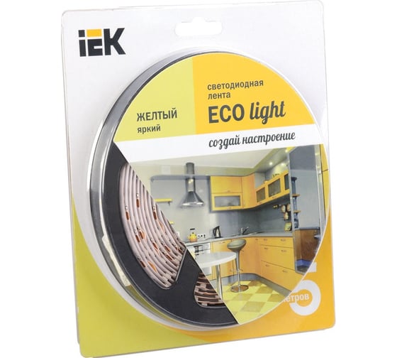 Светодиодная лента IEK ECO LED LSR-3528Y60-4.8-IP20-12V уп.5м жел. LSR1-4-060-20-1-05 302237 1