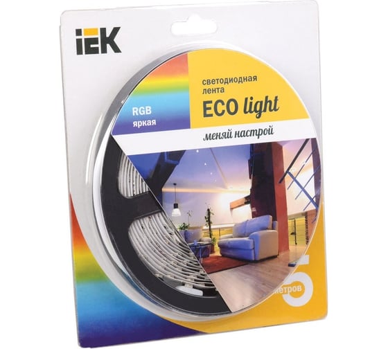 Светодиодная лента IEK ECO LED LSR-3528RGB54-4.8-IP20-12V уп.5м полноцвет. LSR1-3-054-20-1-05 302235