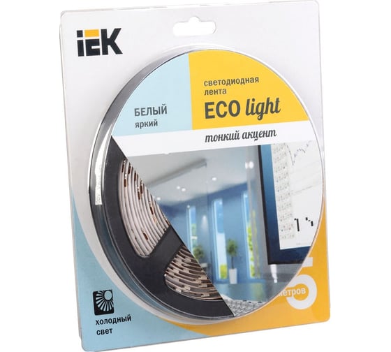Светодиодная лента IEK ECO LED LSR-3528W60-4.8-IP65-12V уп.5м бел. LSR1-2-060-65-1-05 302231