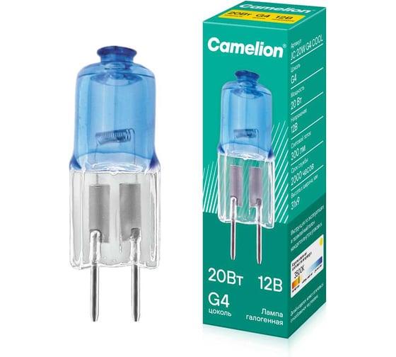 Галогенная лампа капсула G4 20Вт 12В 3500К Camelion 11465