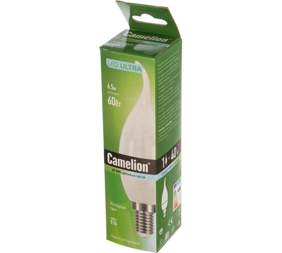 Светодиодная лампа 6.5Вт 220В Camelion LED6.5-CW35/845/E14 11773