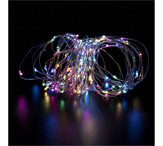 Уличная электрогирлянда Золотая сказка Роса, IP44, 100LED, 10м, RGB, батарейки, контроллер, 591294