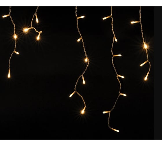 Уличная электрогирлянда Золотая сказка Бахрома,100LED, 2x0,5м, теплый белый, контроллер, 591299