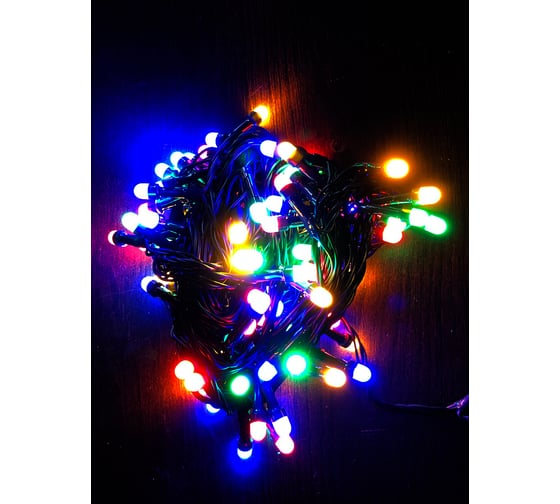 Светодиодная гирлянда Магия праздника "КОЛПАЧОК 8мм", 100LED, мультицвет, 10м+5м свободный кабель, 8 режимов, зеленый провод, IP44, 31V адаптер MAG-G064-100