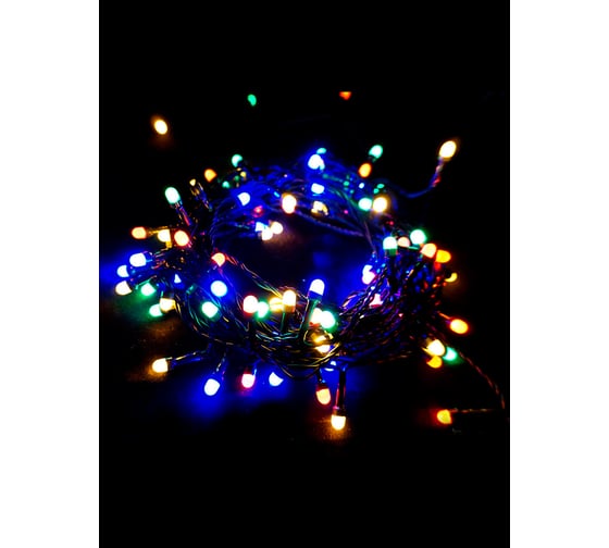 Светодиодная гирлянда Магия праздника "КОЛПАЧОК 8мм", 100LED, мультицвет, 10м+5м свободный кабель, 8 режимов, зеленый провод, IP44, 31V адаптер MAG-G064-100