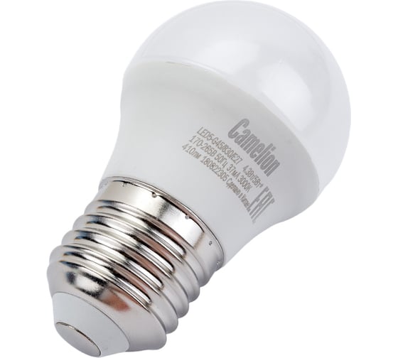 Светодиодная лампа 5Вт 220В Camelion LED5-G45/830/E27 12028
