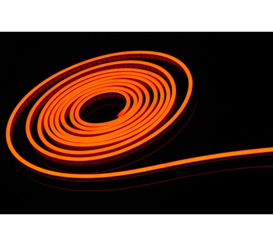 Неоновая светодиодная лента MAKSILED 5м, 6x12мм, 12В, 8Вт/м, 120 led/m, ip33, рез 25мм (силикон), оранжевый, ML-NF-6mm-Orange