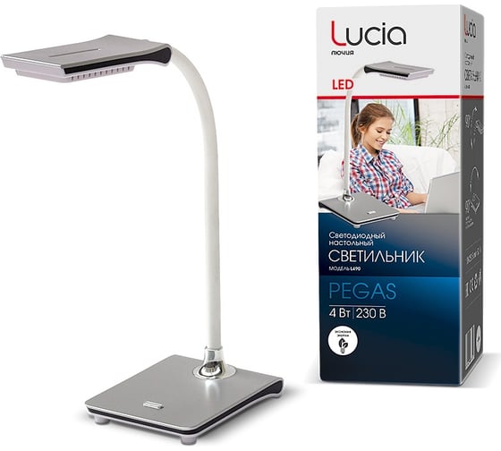 Светодиодная настольная лампа, серебро 4W, 4000K, USB разъем ЛЮЧИЯ L490 Pegas 4606400616436 1
