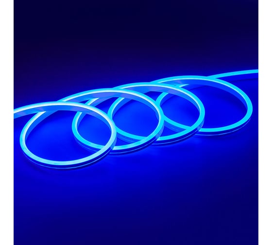 Неоновая светодиодная лента MAKSILED 5м, 8x16мм, 12В, 10.5Вт/м, 100 led/m, ip33, рез 10мм (силикон), синий, ML-NF-10-8mm-Blue