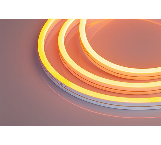 Неоновая светодиодная лента MAKSILED 5м, 8x16мм, 12В, 10.5Вт/м, 100 led/m, ip33, рез 10мм (силикон), оранжевый, ML-NF-10-8mm-Orange